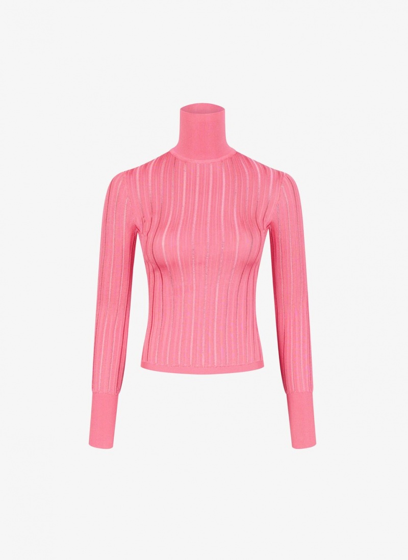 Alaia Shiny Crinoline Turtleneck Pullover Damen Rosa Österreich | R7M-0584