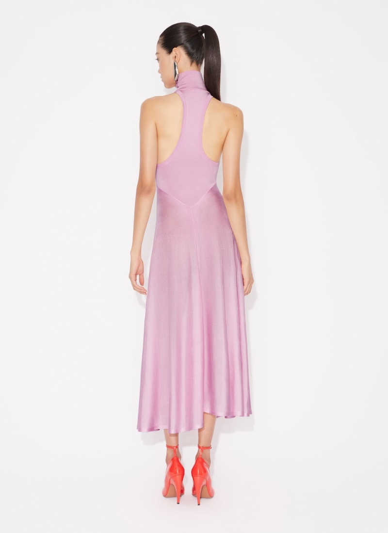 Alaia Shiny Flared Kleid Damen Rosa Österreich | Q9G-8693